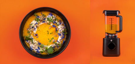 Warm carrot soup straight from the blender