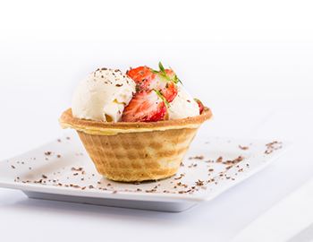 Waffle bowl with ice cream